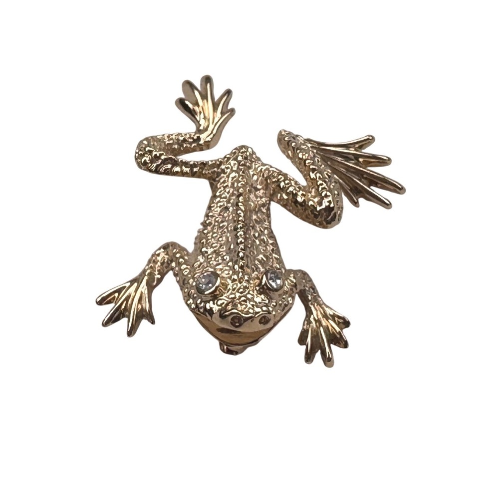 Vintage Swarovski frog brooch gold tone - Picture 3 of 7